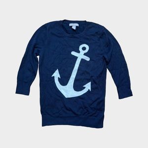 Banana Republic Nautical Anchor Sweater Navy Blue Size XS